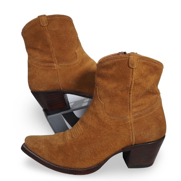 Tecovas Shoes - Tecovas The Daisy Sienna Suede Womens 8.5B Side Zip Ankle Western Boots Brown